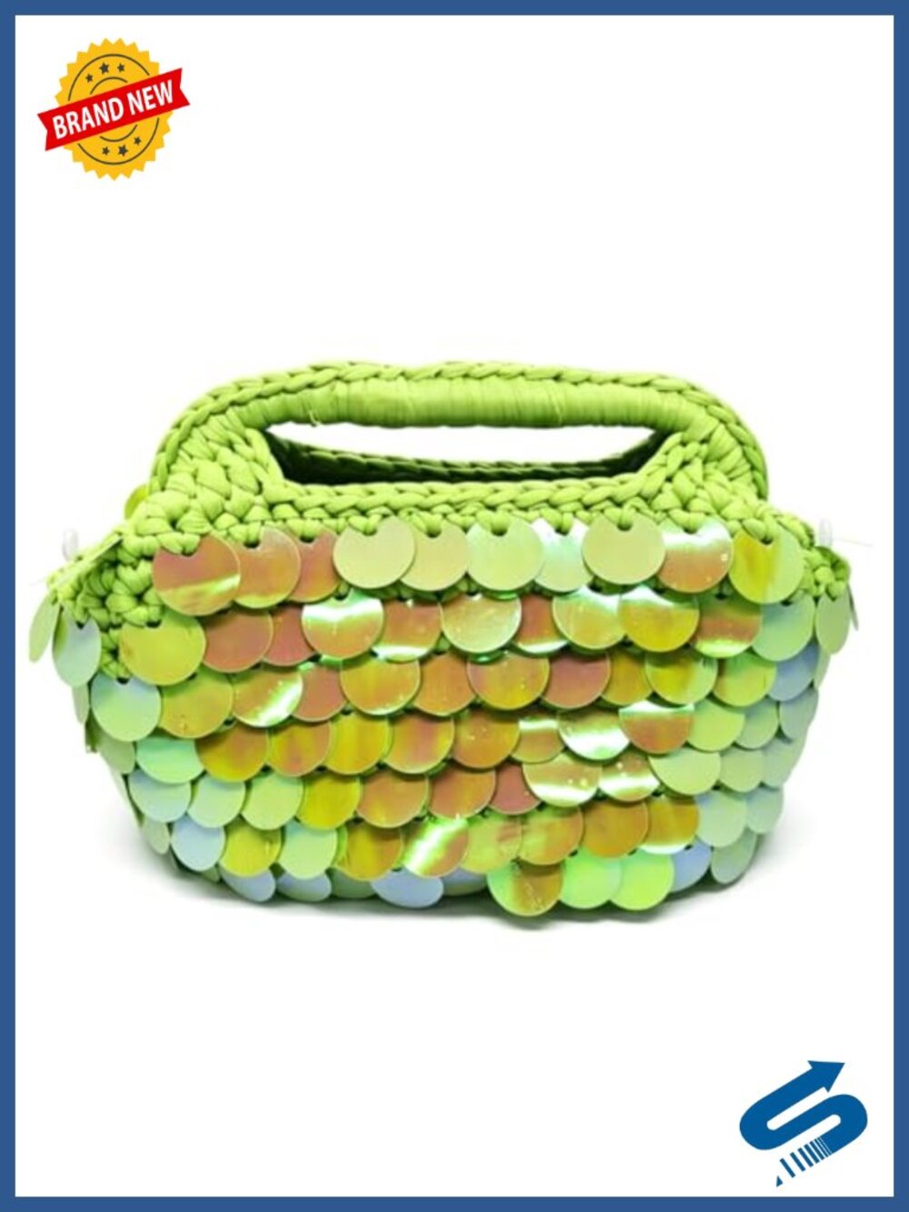 Woven Sequin Clutch Purse Handmade Crochet Evening Bag for Wedding Party Prom